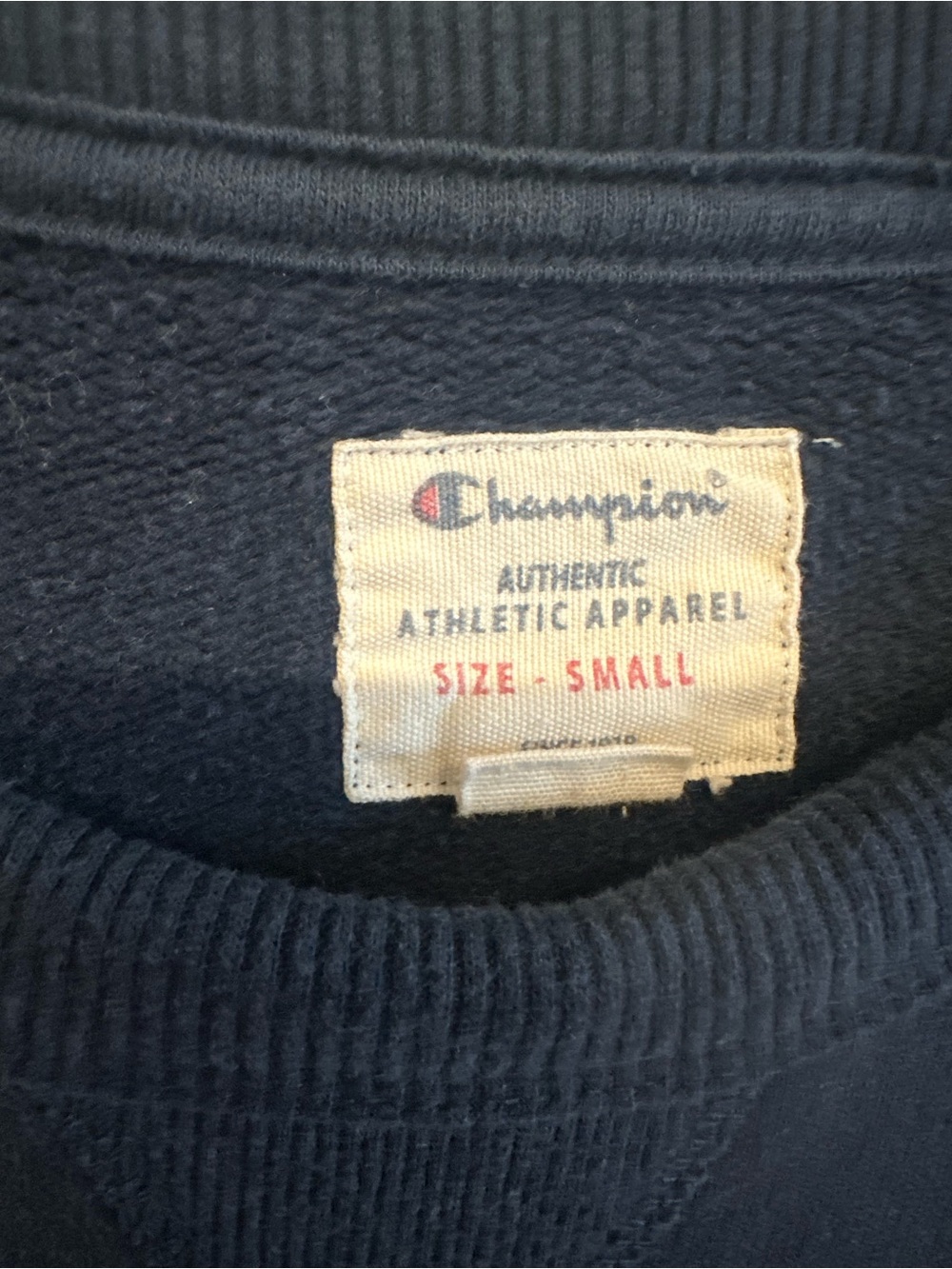 Champion Navy Crewneck Sweatshirt with Red & White Logo - Picture 2 of 3